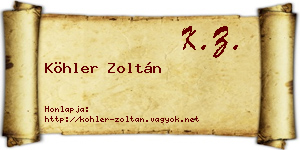 Köhler Zoltán névjegykártya